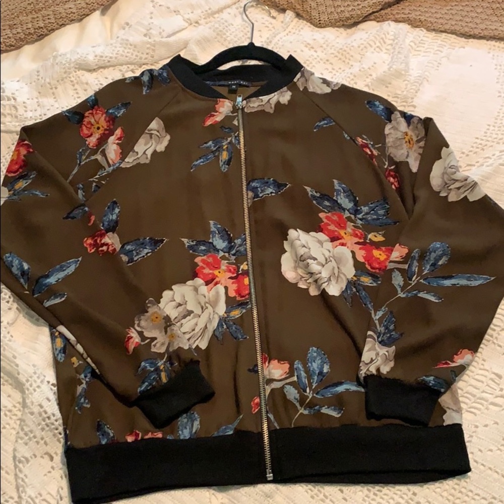 Lightweight floral bomber jacket